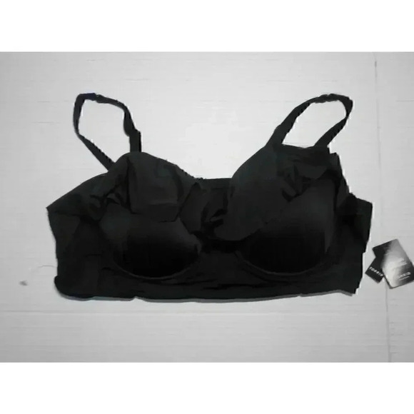 Torrid Ruffled Swim Bikini Top soft cup Padded Black Size 2 D/DD Mid Coverage - Picture 1 of 5